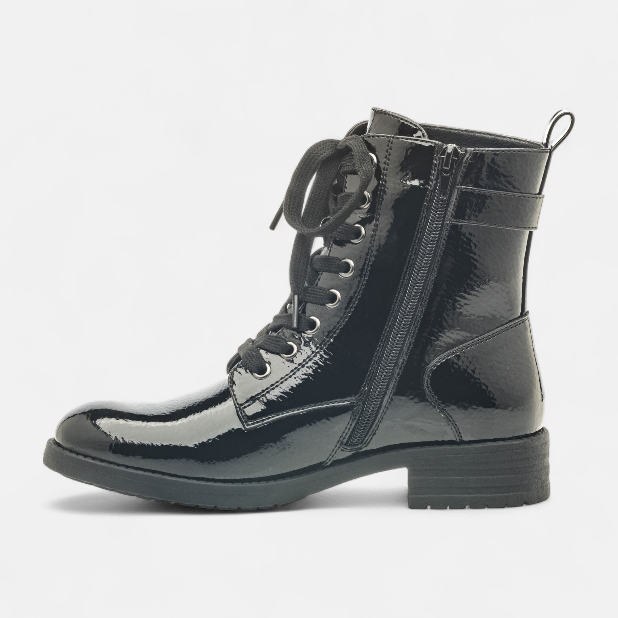 Bottines à lacets Femme noir vernis