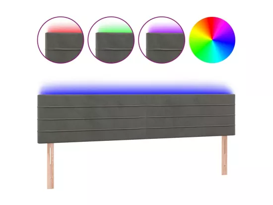 Tête de lit à LED Gris foncé 180x5x78/88 cm Velours