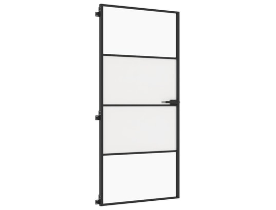 VIDAXL - Porte verre Porte intérieure mince noir 93x201,5 cm verre trempé alumini...