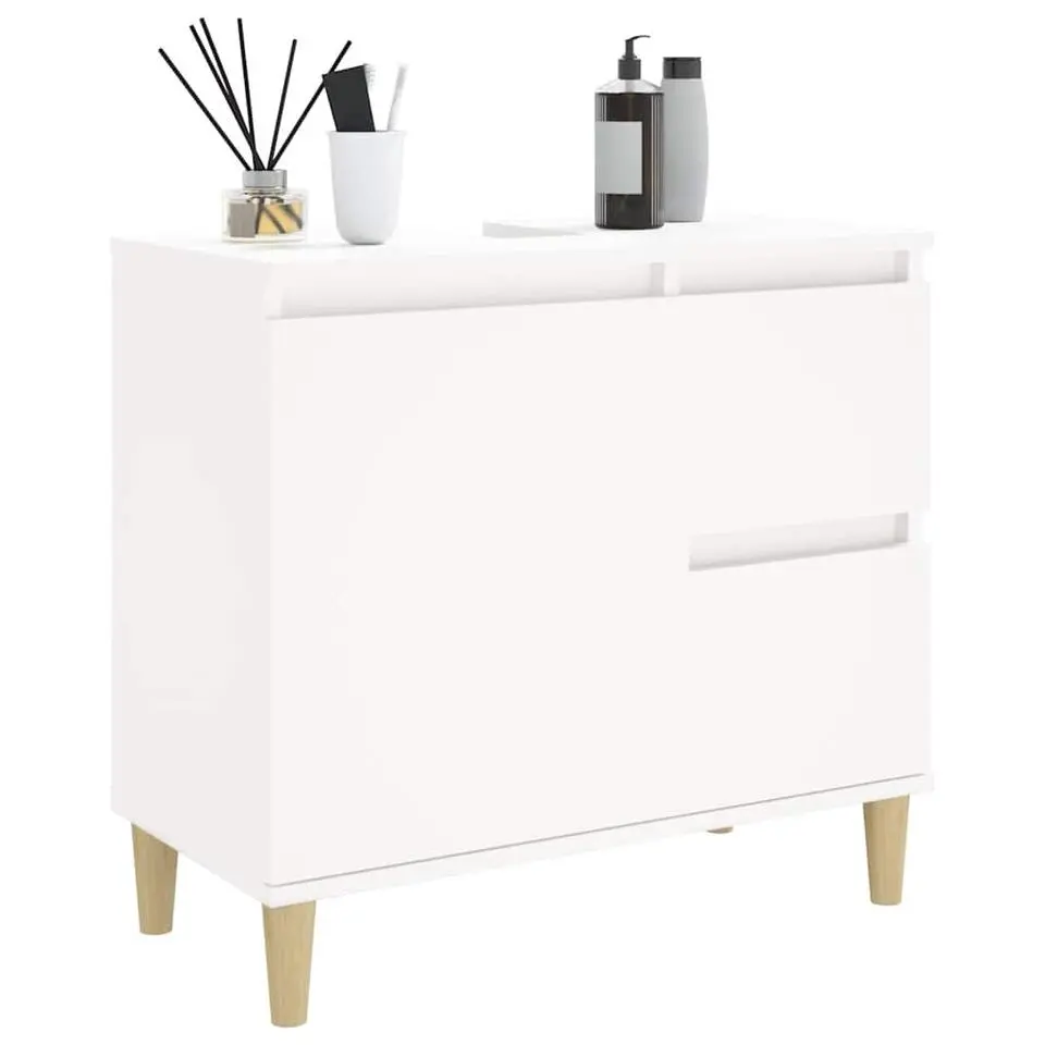 vidaXL - Wastafelonderkast met 1 deur 2 lades - Wit - Hout - 65x33x60 cm