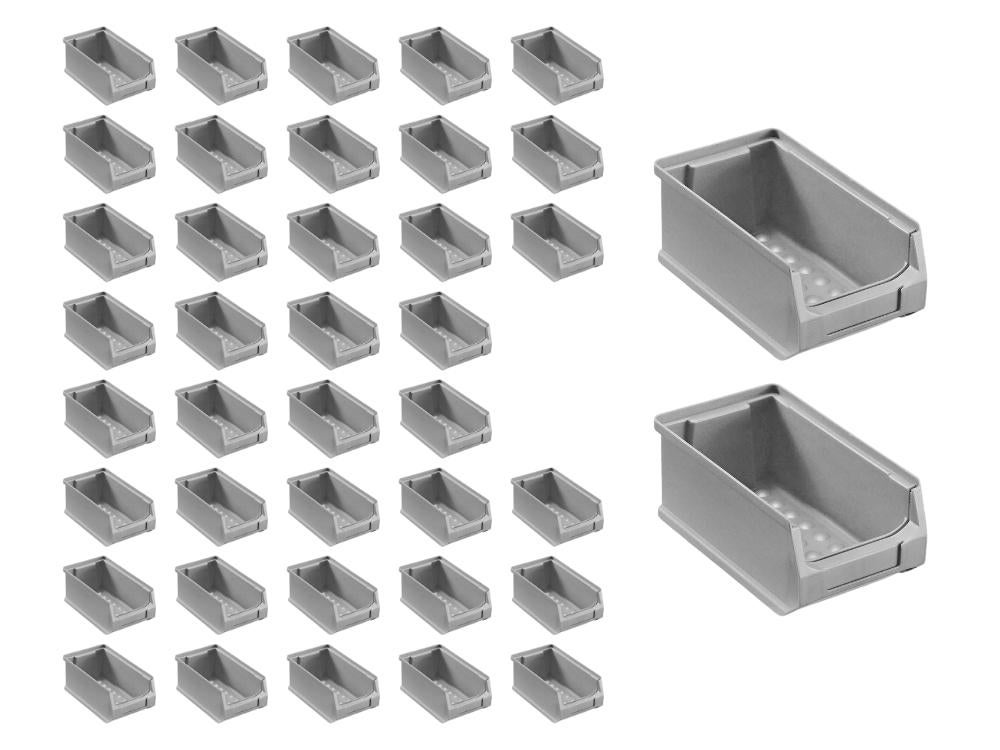 PROREGAL Super Saver Set 40x Grijze Opbergdoos 2,0 HxBxD 7,5 x 10 x 17,5 cm 0,8 Liter Opbergcontainer