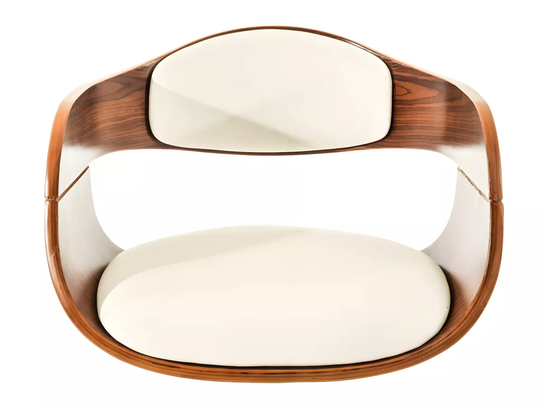 Lot de 2 Tabourets de bar - Similicuir & Métal chromé - Noyer / Blanc - Kingston