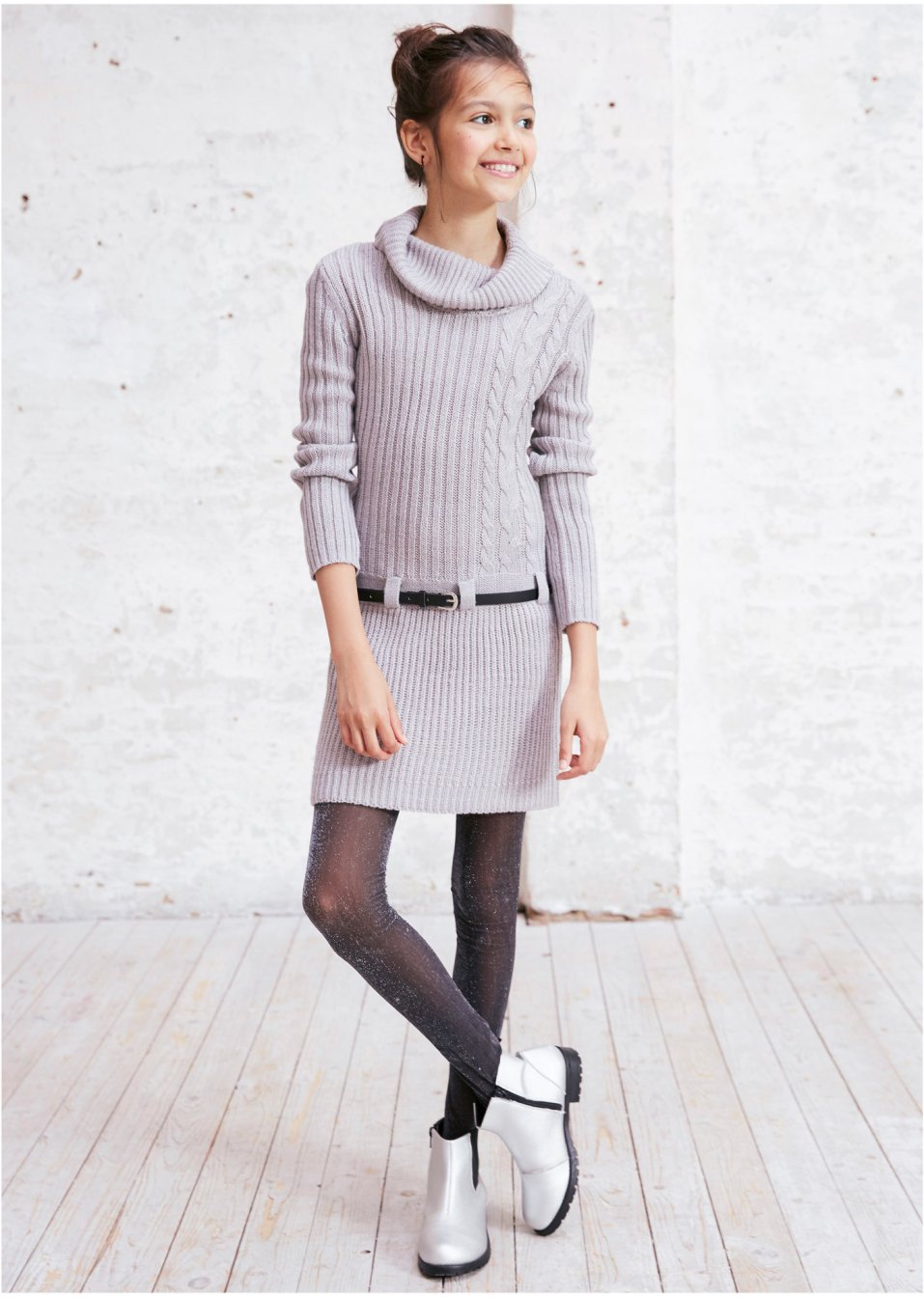 Robe en maille avec ceinture (Ens. 2 pces.)