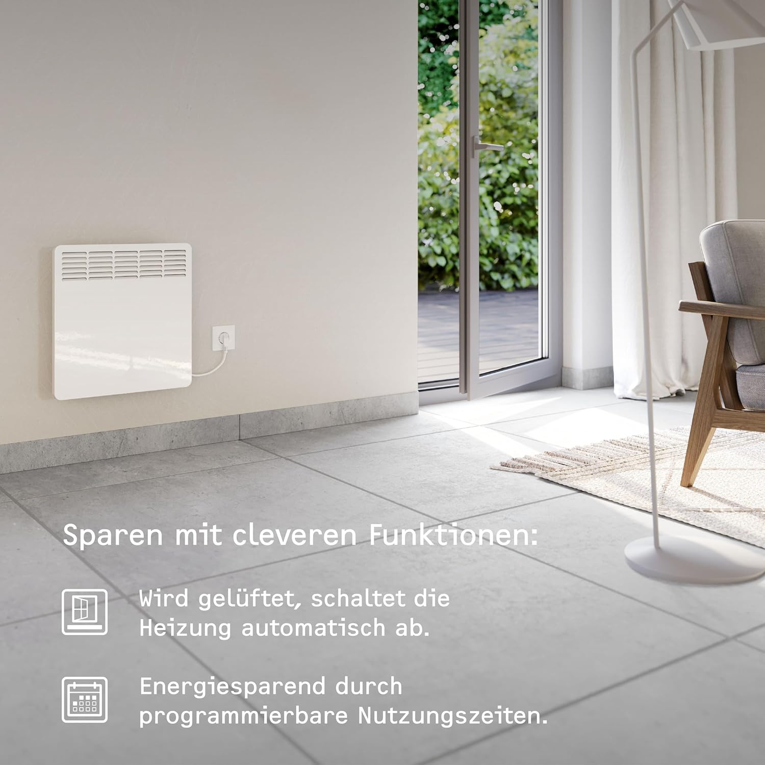 STIEBEL ELTRON Wandkonvektor CNS 50 Trend, 0,5 kW für ca. 6 m², TÜV geprüft, LC-Display, Wochentimer, Elektroheizung energiesparend, Wandmontage, mit Stecker, 236524