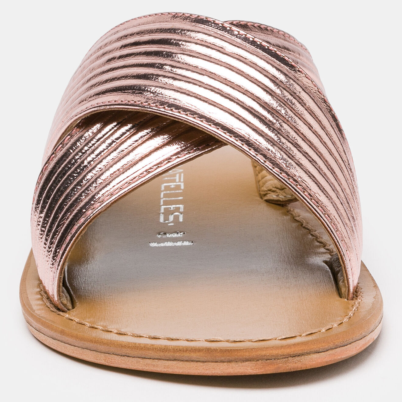 Les Bagatelles Mules en Cuir Nassau rose doré/marron