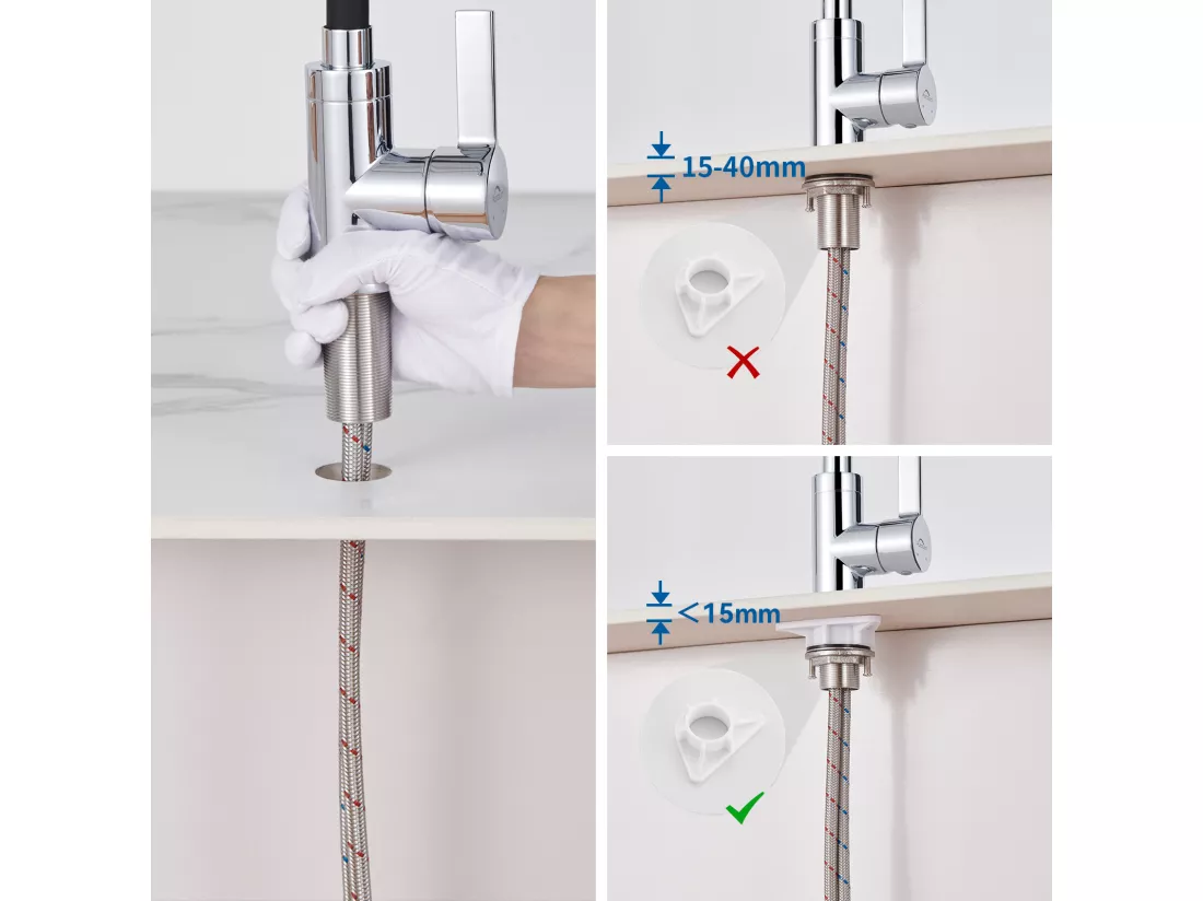 Robinet Cuisine Noir,Mitigeur Cuisine Flexible,2 Modes de Pulvérisation,Rotatif 360°, Robinet Evier Cuisine Avec Perlator Economiseur D'Eau