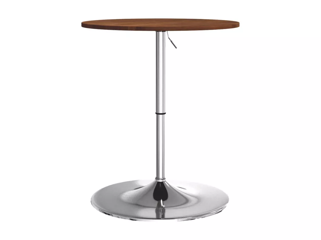 Table de bar marron foncé Ø60x89,5 cm bois massif de chêne