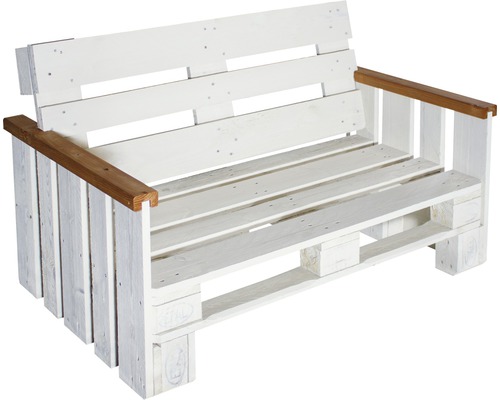Pallet tuinbank, sparrenhout, 2-zits, crème