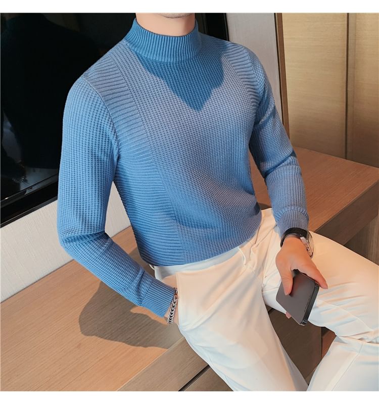 Nightbell - Effen gebreide top met lange mouwen en mockneck