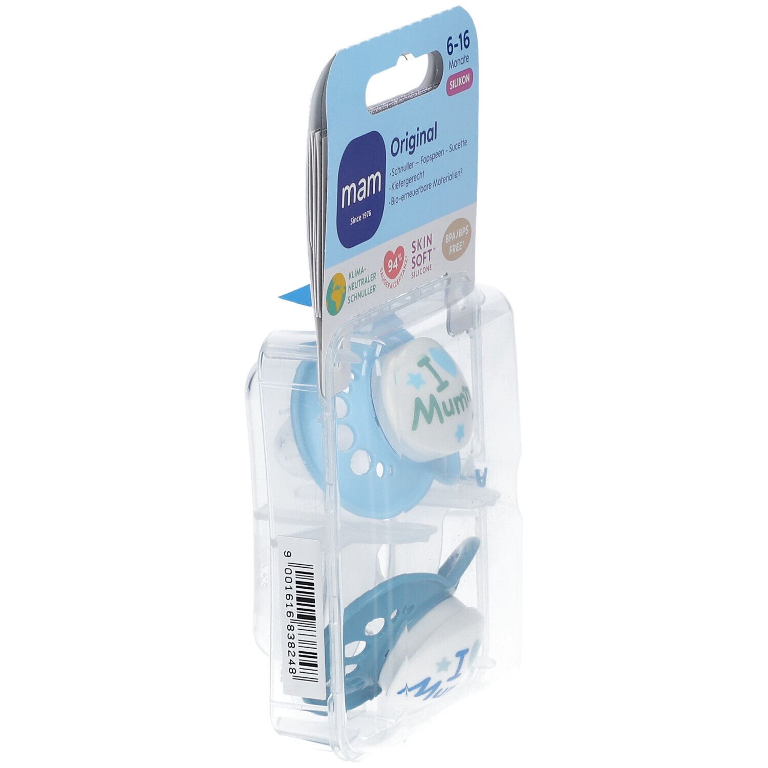 MAM Original Pure Silikonschnuller 6-16 Monate, Mummy blau