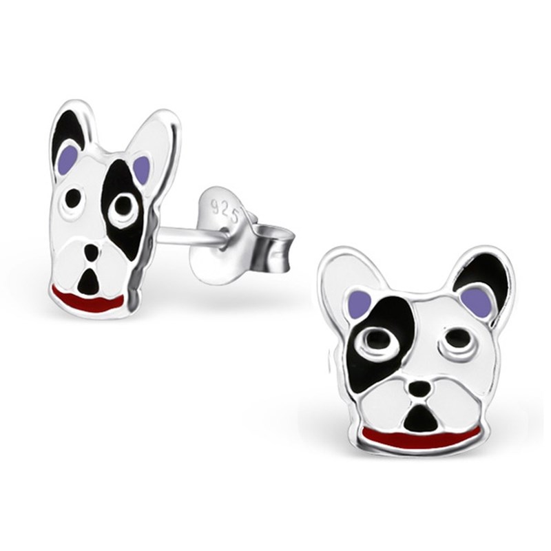 Boucle d'oreille chien en argent 925/1000