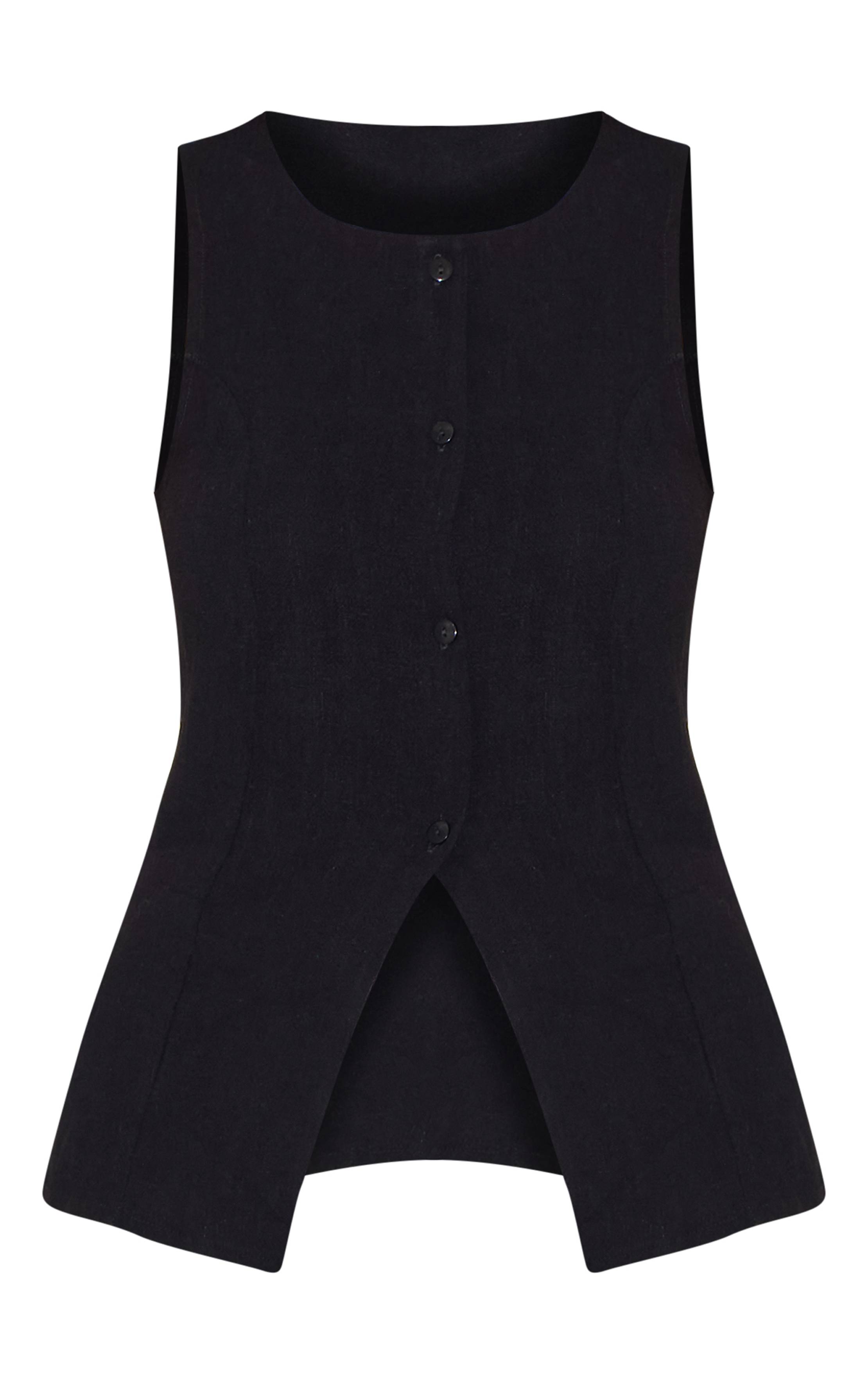 Noir Gilet Long En Bengaline