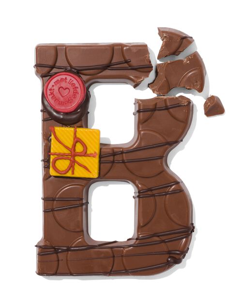 lettre B en chocolat au lait décorée à la main 200g