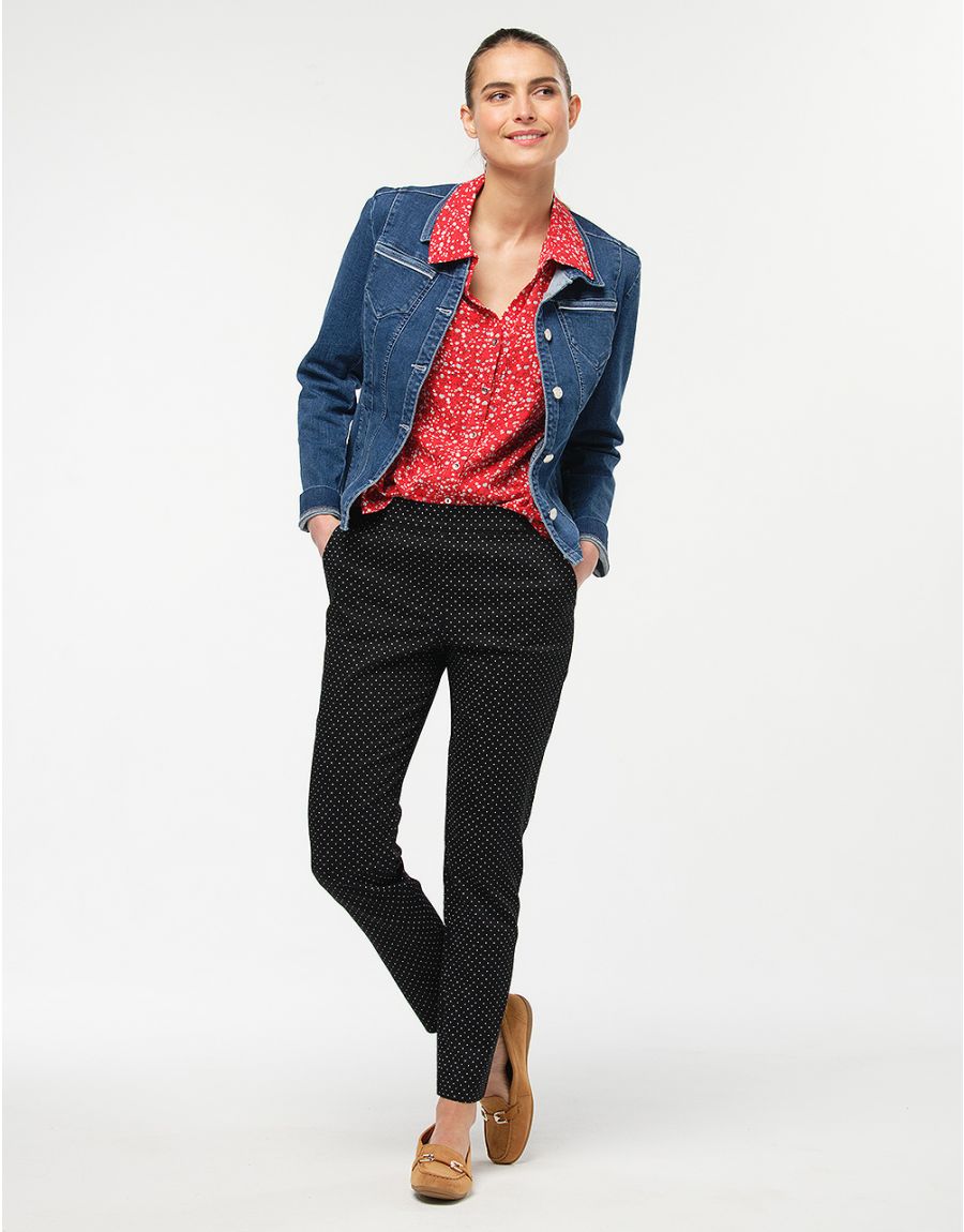 Jegging noir à pois coton