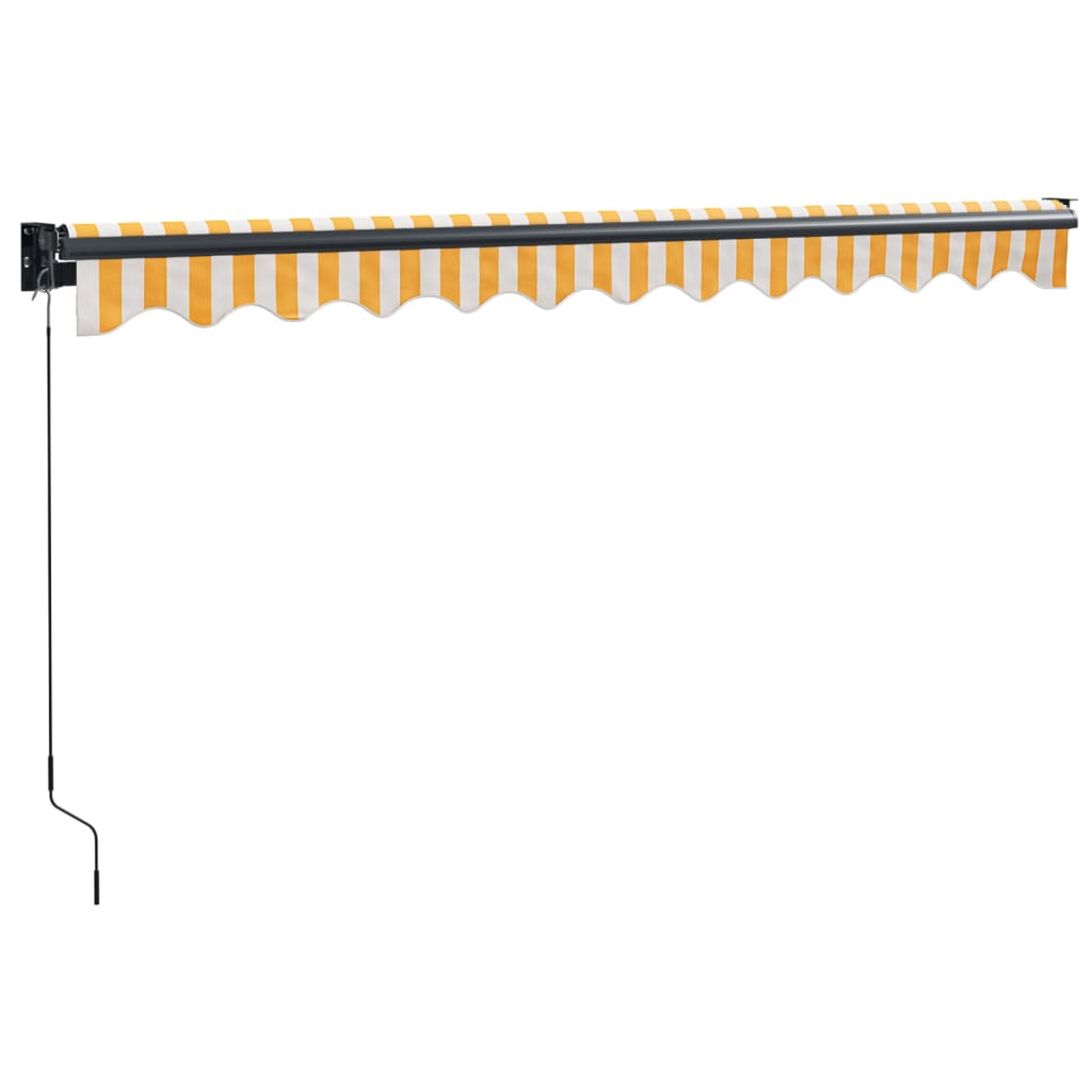 Auvent rétractable jaune et blanc 3x2,5 m tissu et aluminium