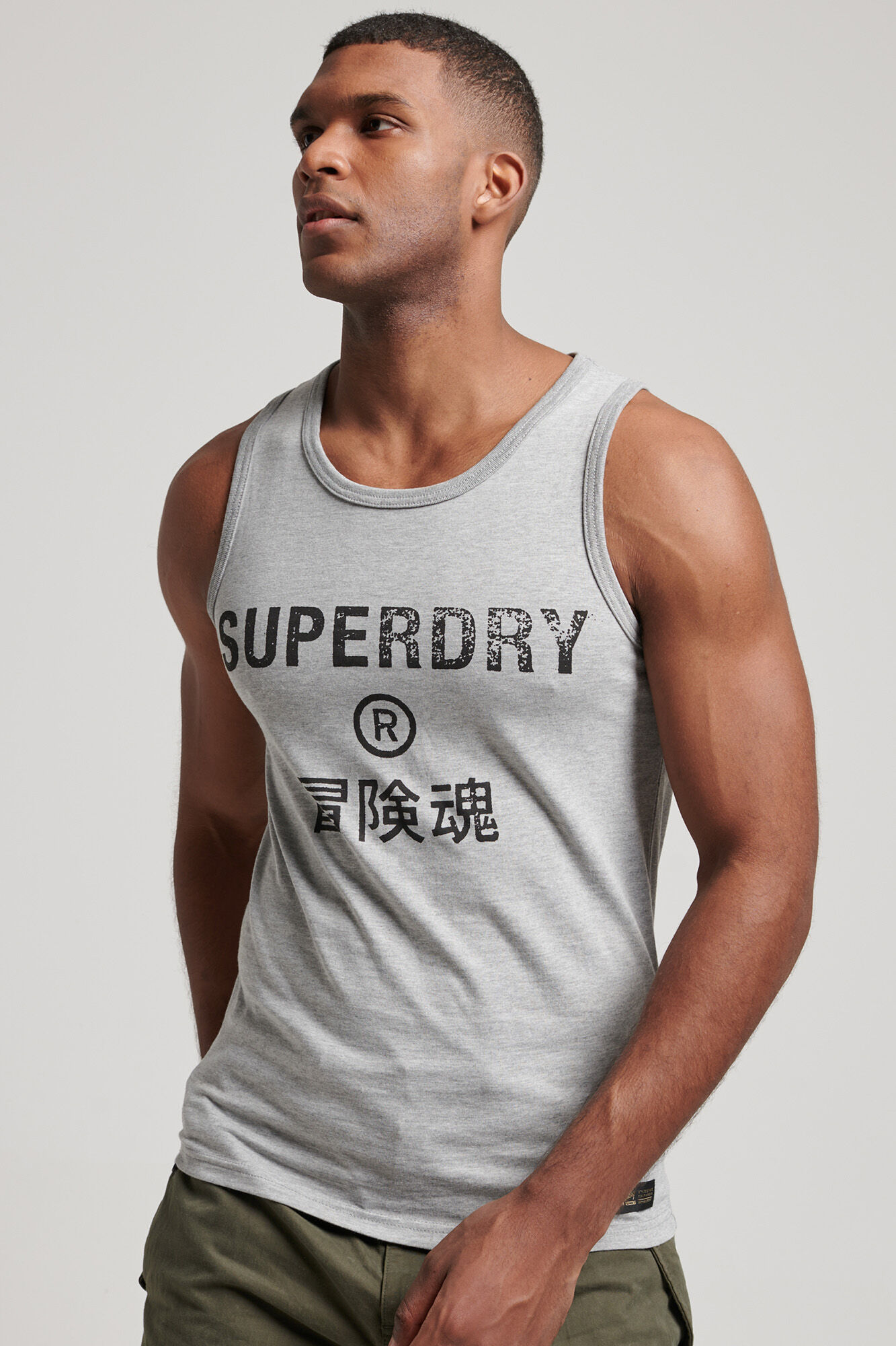 Camiseta regata vintage com o logotipo da empresa - Cinza Médio