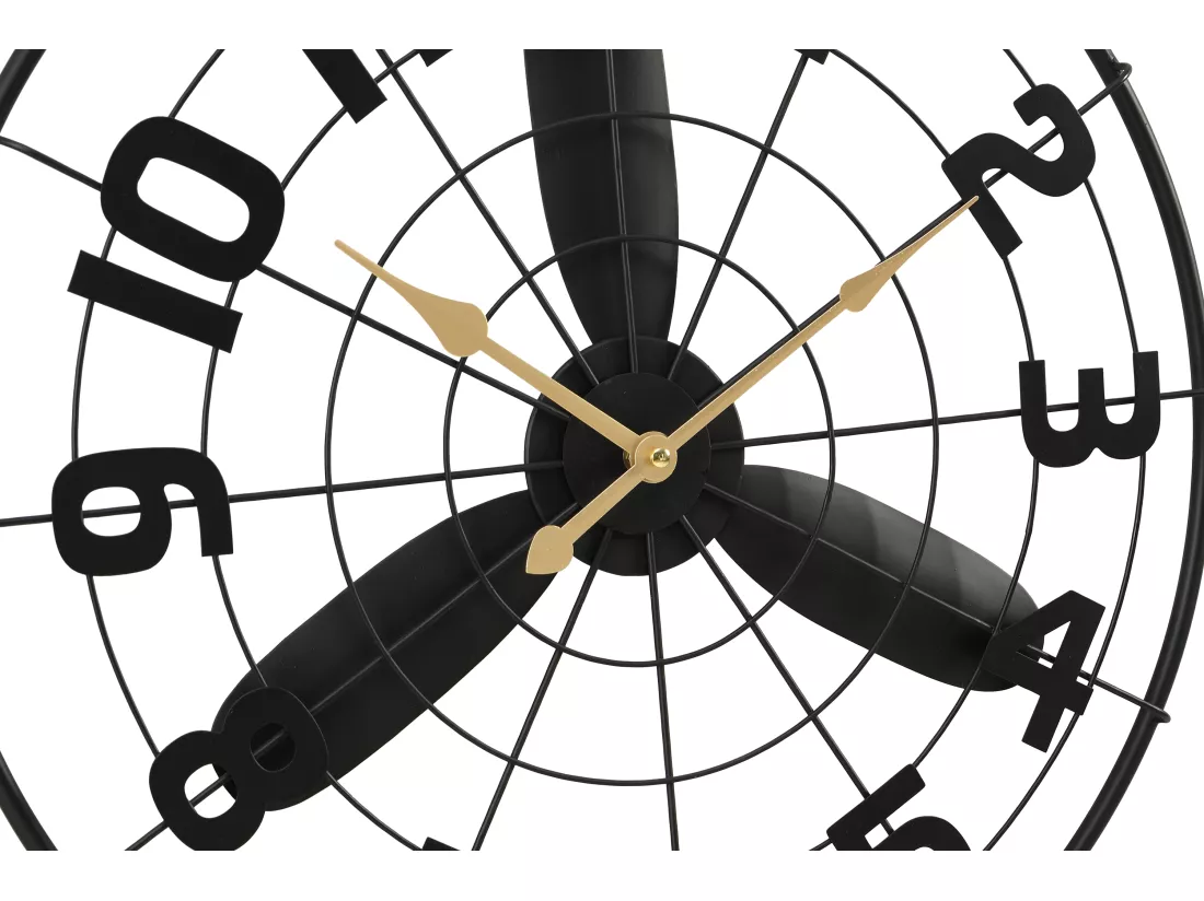 Horloge murale vintage en métal - D. 50 cm - Noir - VIONA