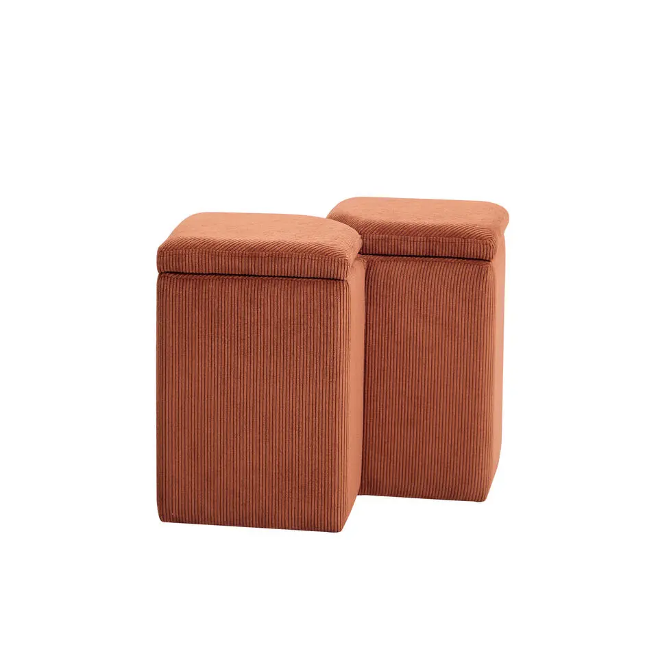 Scandinavische Velours Terracotta Woonkamerpoef