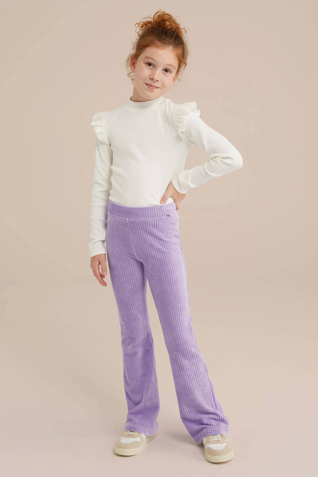 WE Fashion longsleeve met ruches - set van 2 zwart/wit