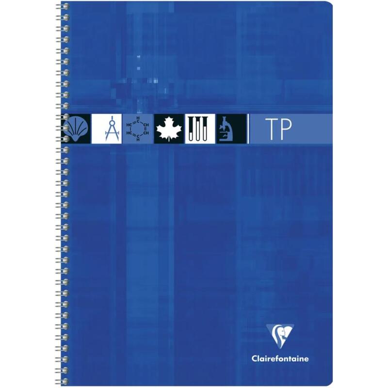 Cahier Travaux Pratiques reliure intégrale A4 80 pages grands carreaux 90 g + uni 125 g - Assortis
