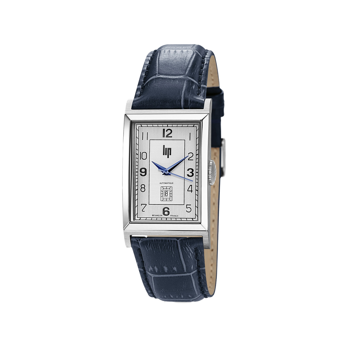 Montre Lip homme automatique acier bracelet cuir bleu