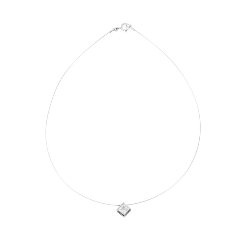 Collier transparent motif carré