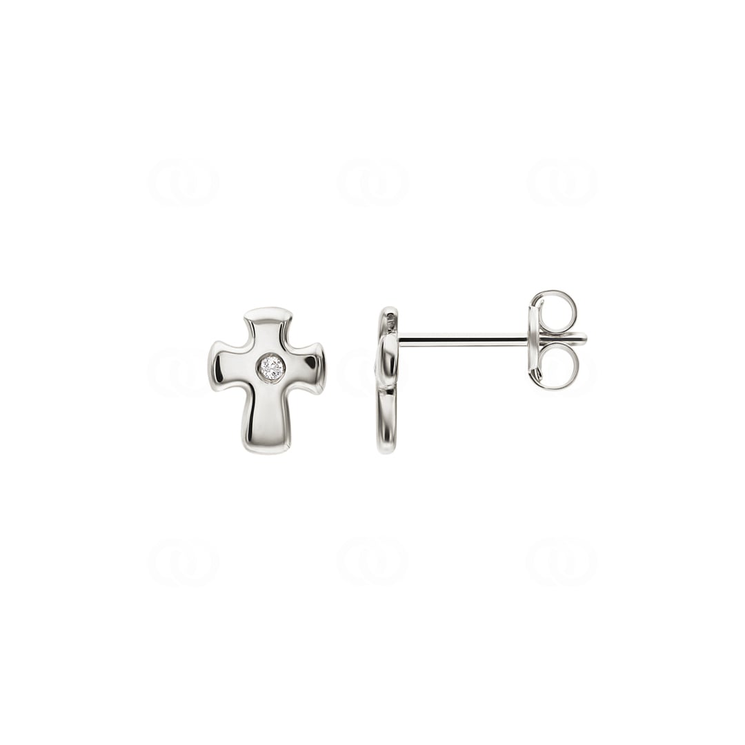 Ohrstecker 750/18 K Weissgold Kreuz mit Zirkonia