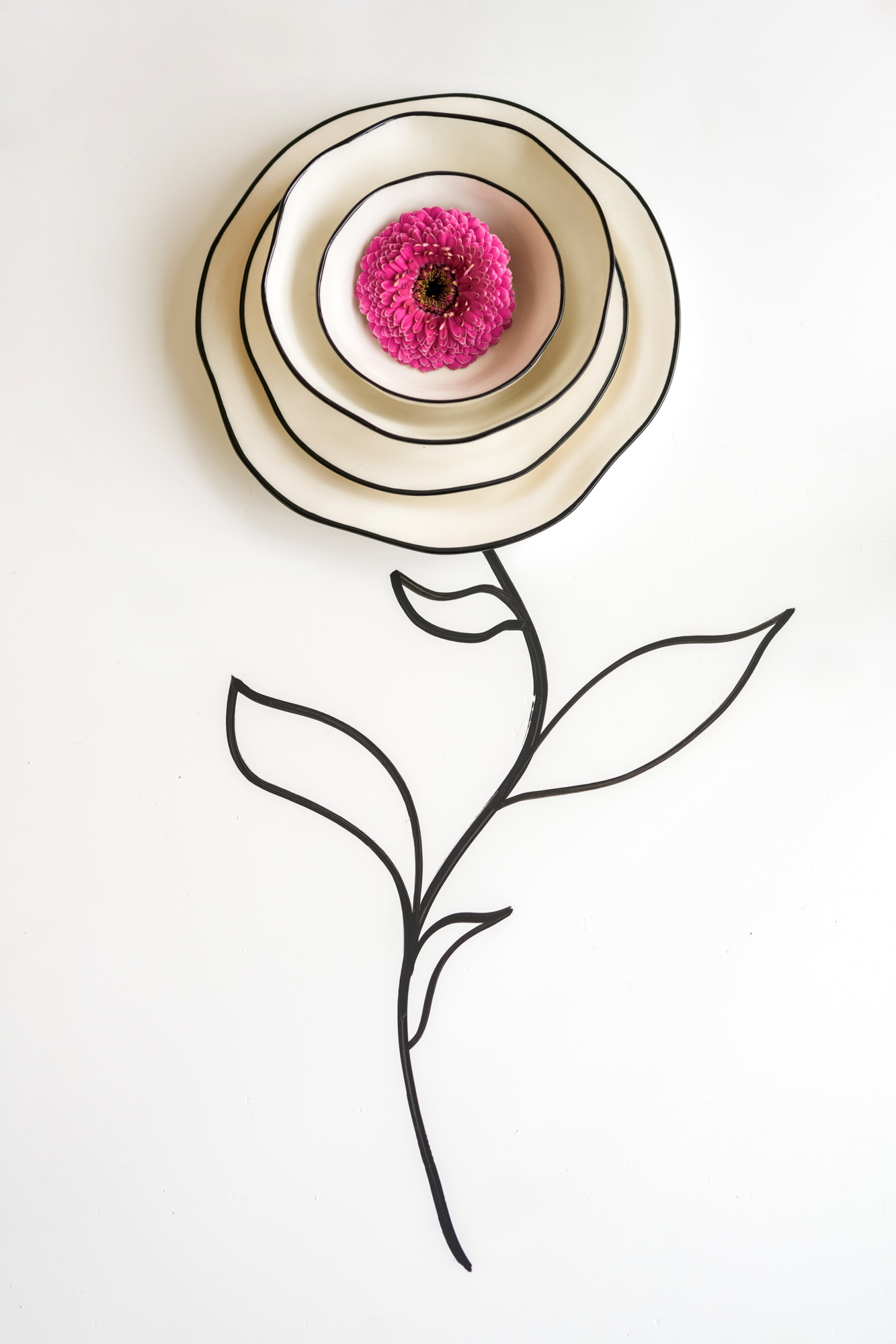 Dinerbord Ayana beige/black Ø25,5 cm - set van 4