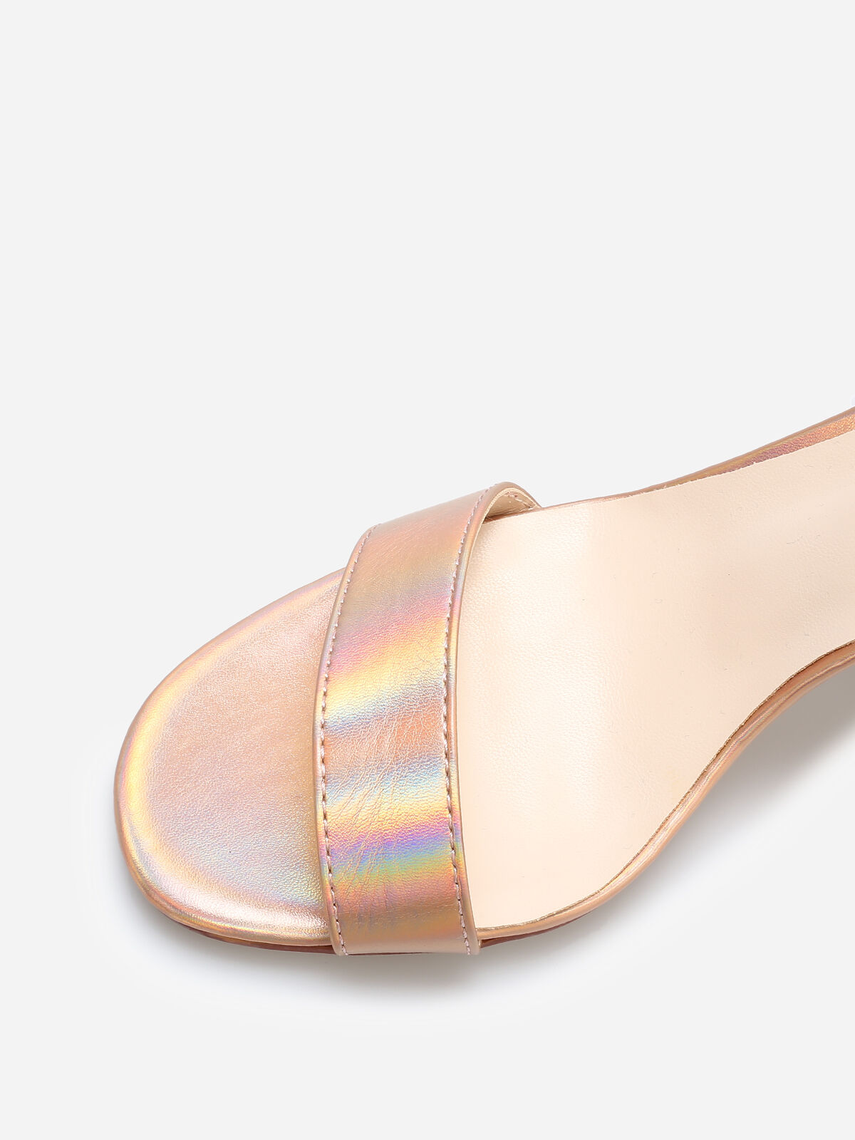 Sandales en simili à effet irisé- Doré rose