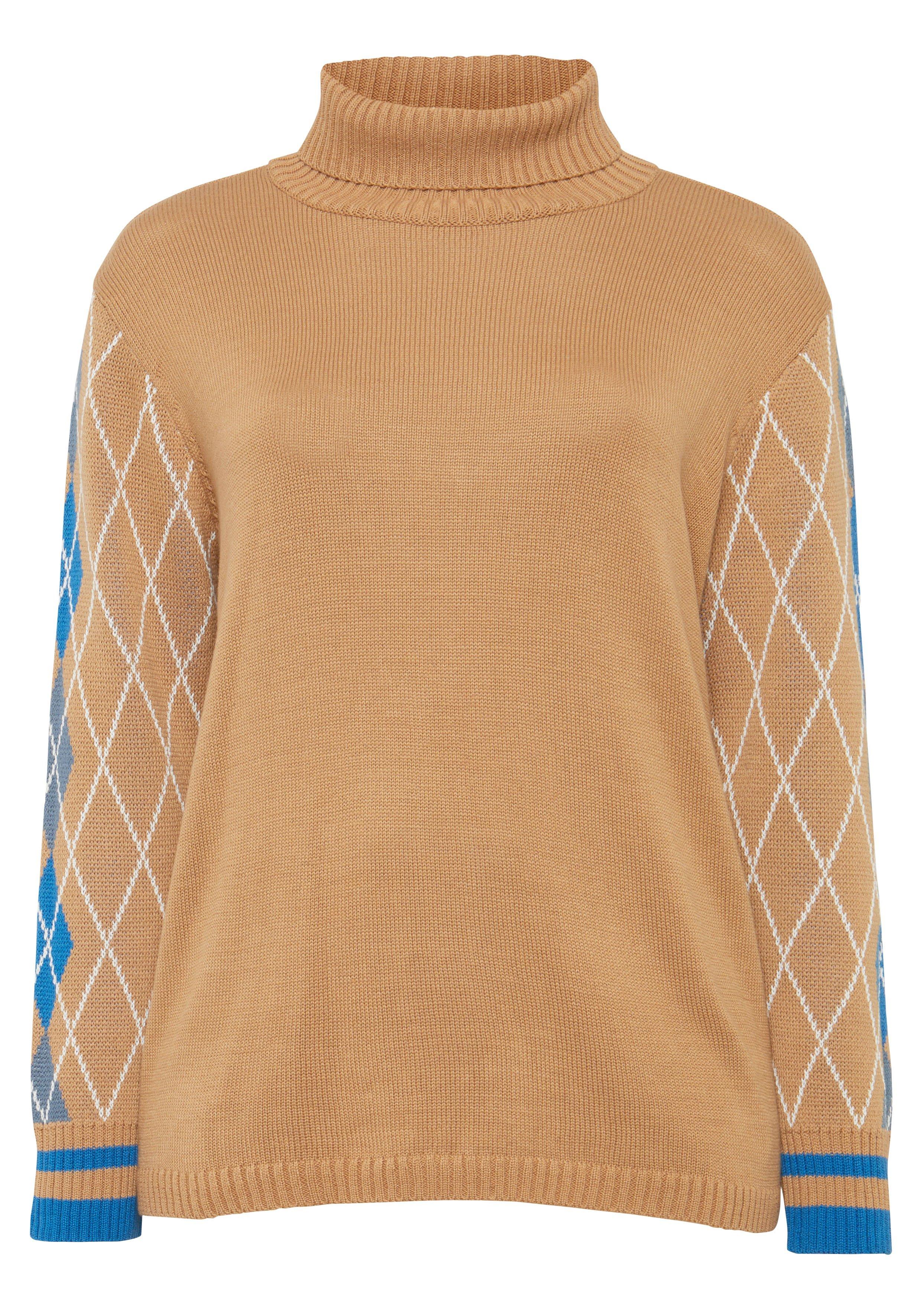 Pullover mit Rollkragen und Rautenmuster