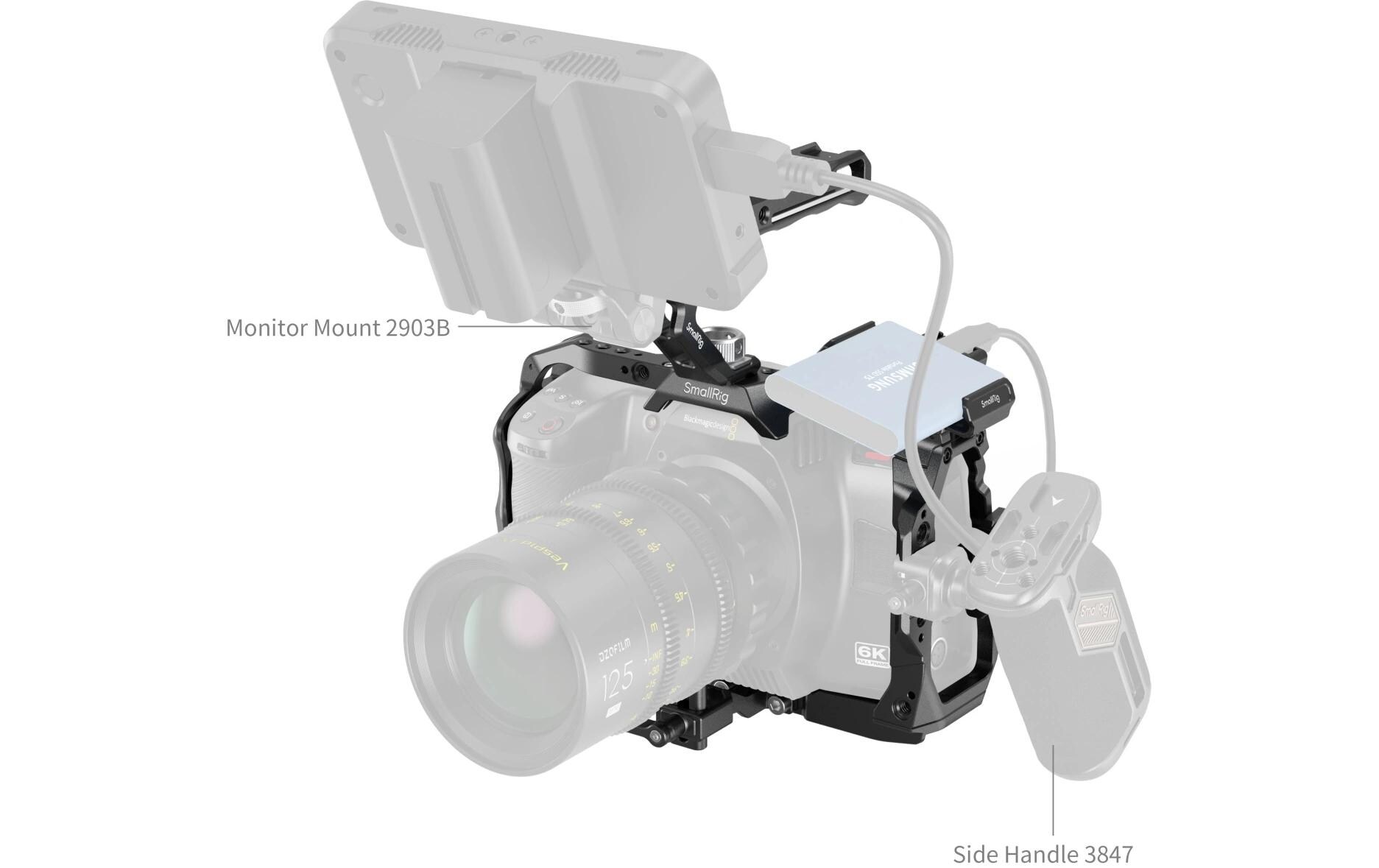Cage Kit für BMDCC 6K<br>Schützt die Kamera und bietet Anschlussmöglichkeiten