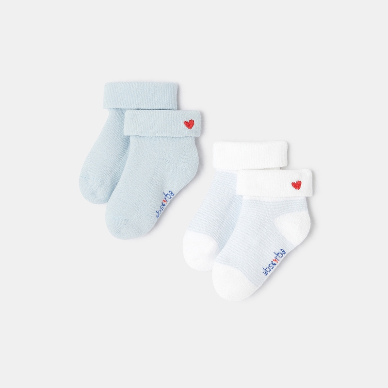 Lot de 2 paires de chaussettes en molleton bleues naissance Absorba