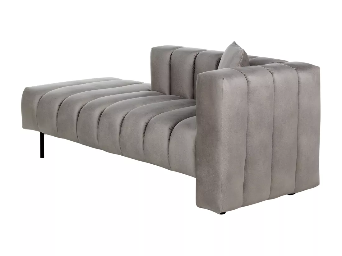Chaise longue côté droit en velours taupe LANNILS
