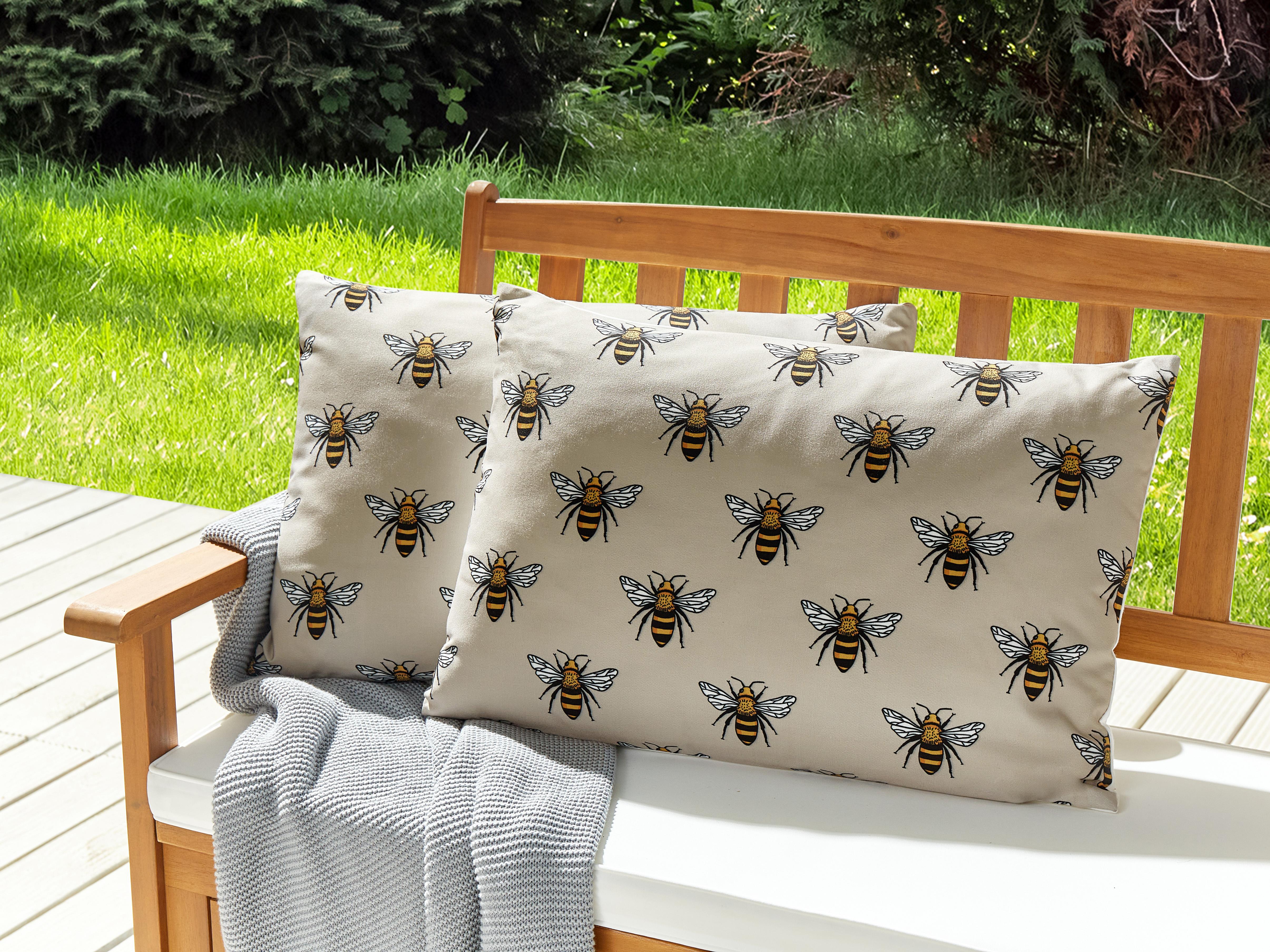 Set van 2 tuinkussens CANNETO dierenprint 40 x 60 cm Beige