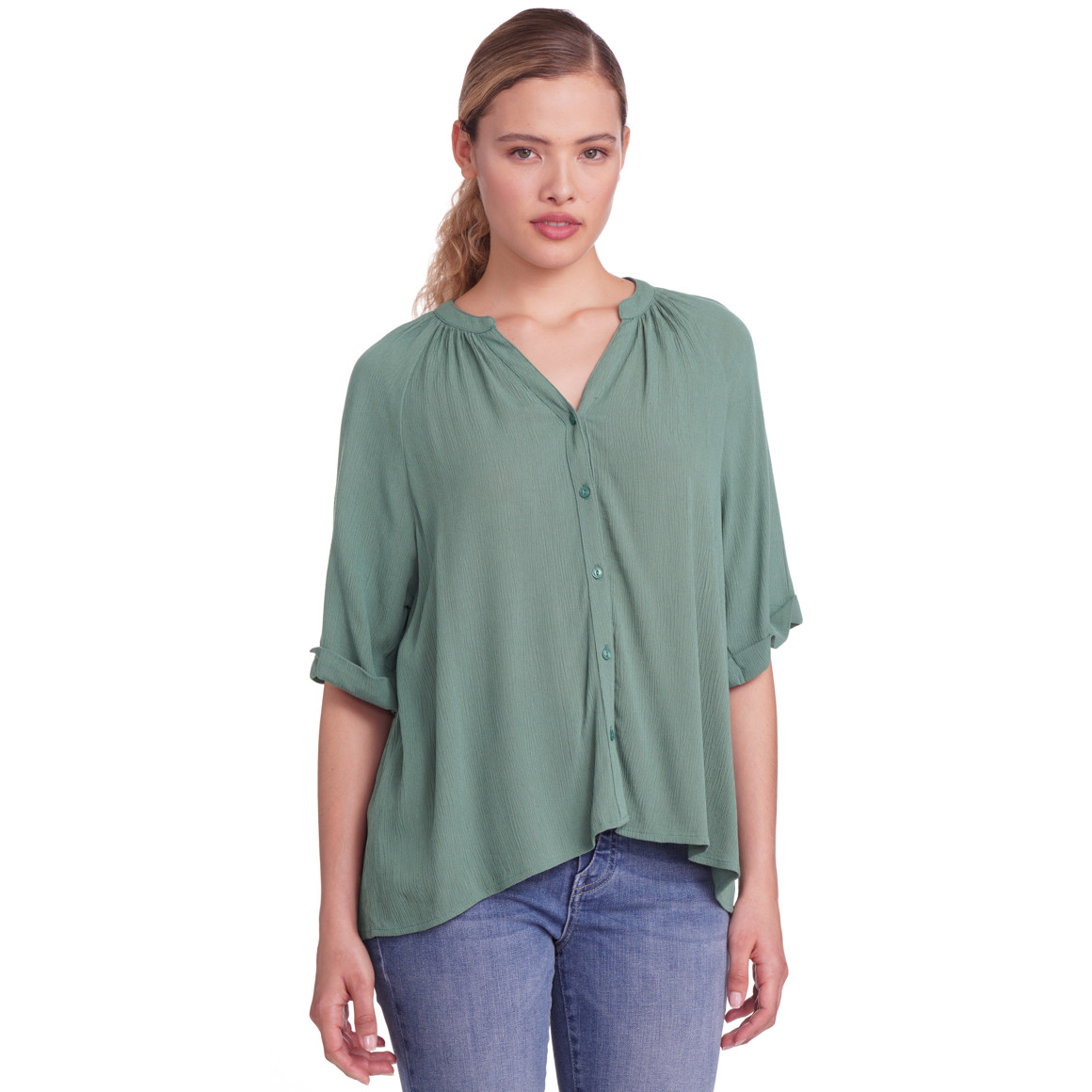 Gina Damen Bluse aus Viskose dunkelgrün