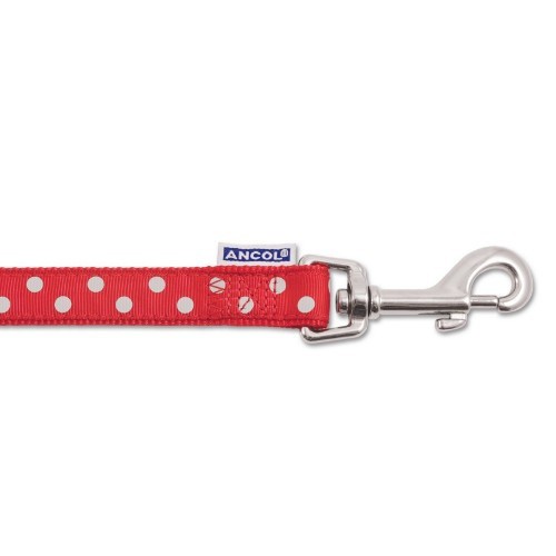 Coleira para cachorro estilo vintage com estampa de bolinhas, vermelha