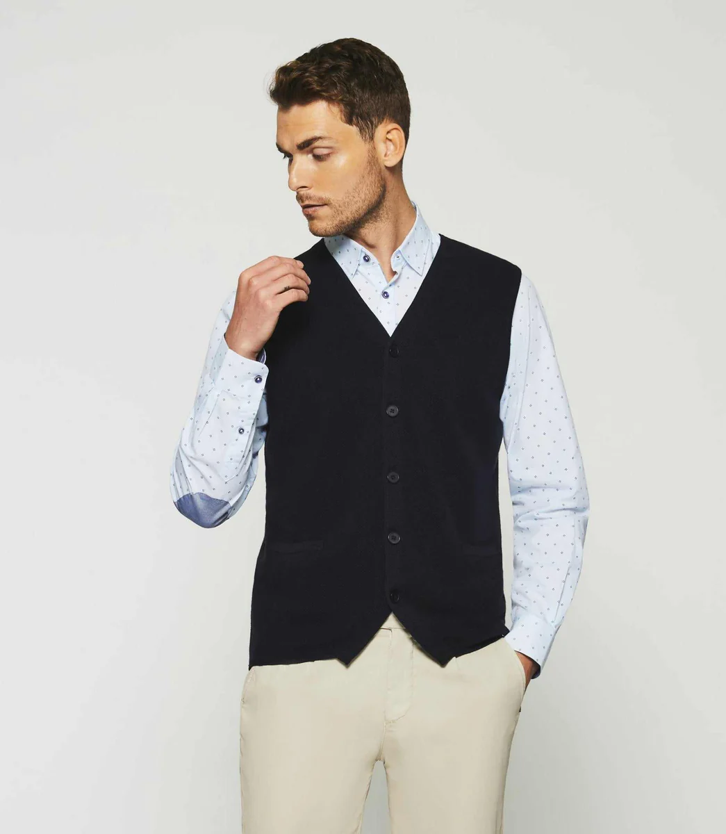 Gilet sans manches en maille marine DIVIN
