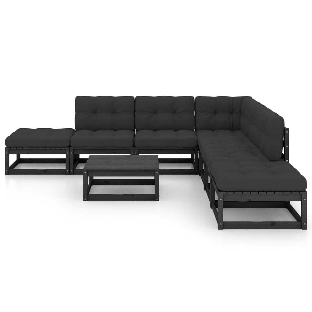 Salon de jardin meuble d'extérieur ensemble de mobilier 8 pièces avec coussins bois de pin massif