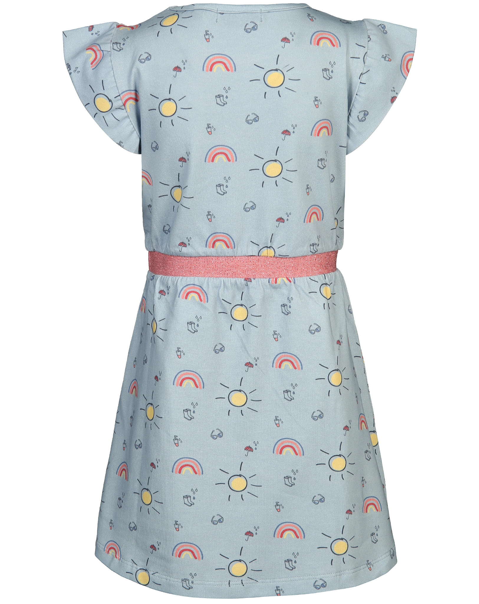 Kurzarm-Kleid GLITZER TAILLE gemustert in hellblau