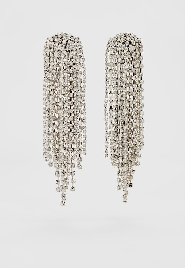 Brincos de strass em cascata