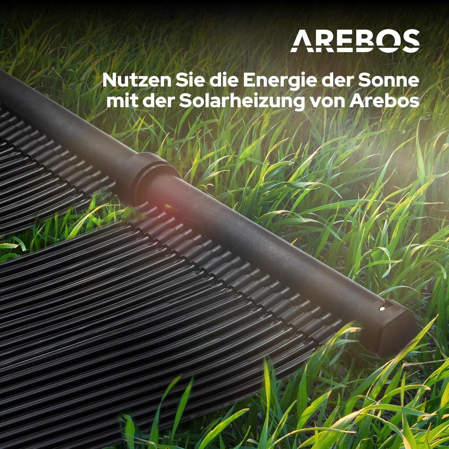 Arebos 2X Solarheizung Solarkollektor Poolheizung | 2er Set | 300x66 cm | UV-beständiger Kunststoff | Schwarz | Beliebig erweiterbar | inkl. Bypass-Set