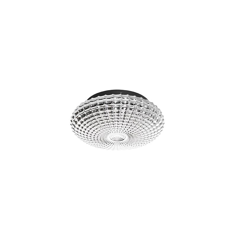 Klassieke plafondlamp zwart met smoke glas 23 cm IP44 - Nohmi