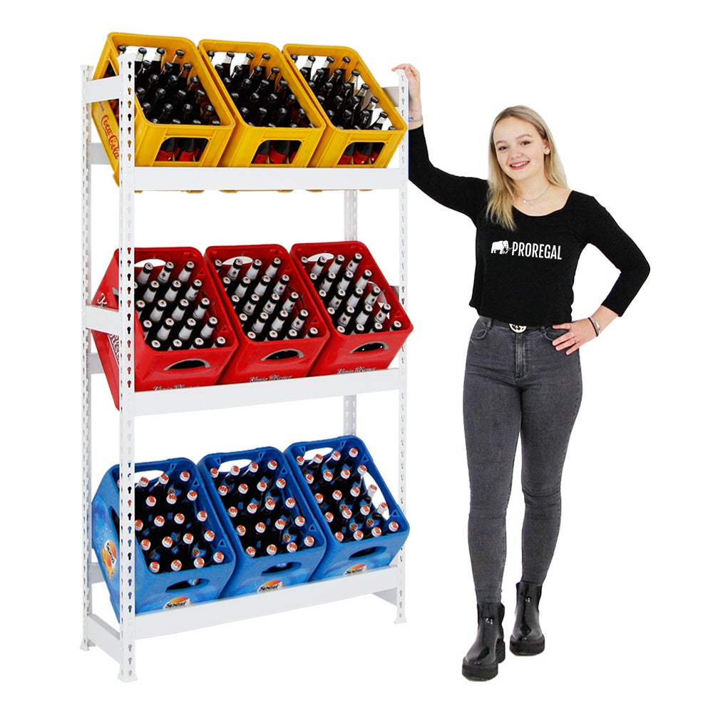 PROREGAL Drankkratplank, Big Camel, HxBxD 180 x 100 x 30 cm, Wit
