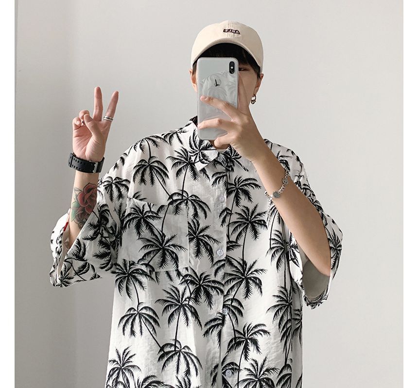Blueforce - Hawaiiaans overhemd met kraag, elleboogmouwen en print
