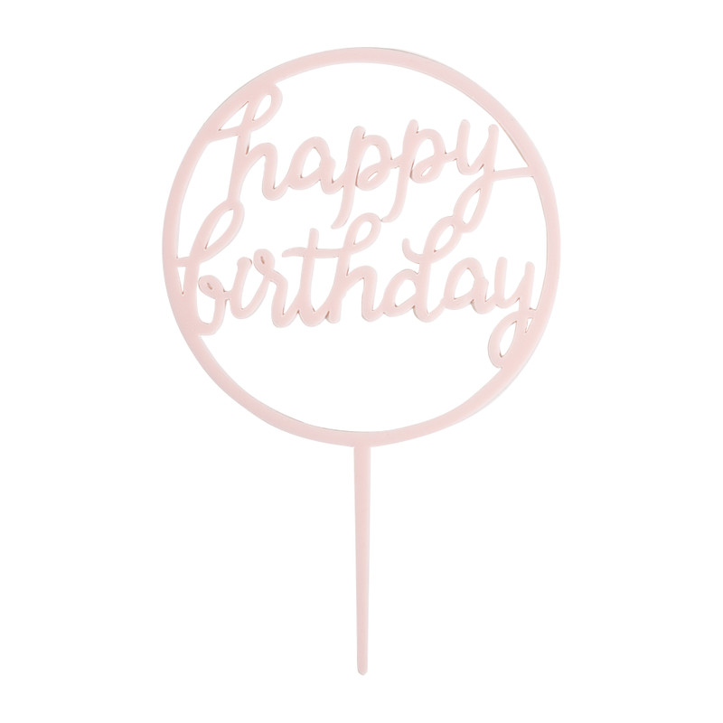 Tasty Me cake topper - happy birthday rond - lichtroze