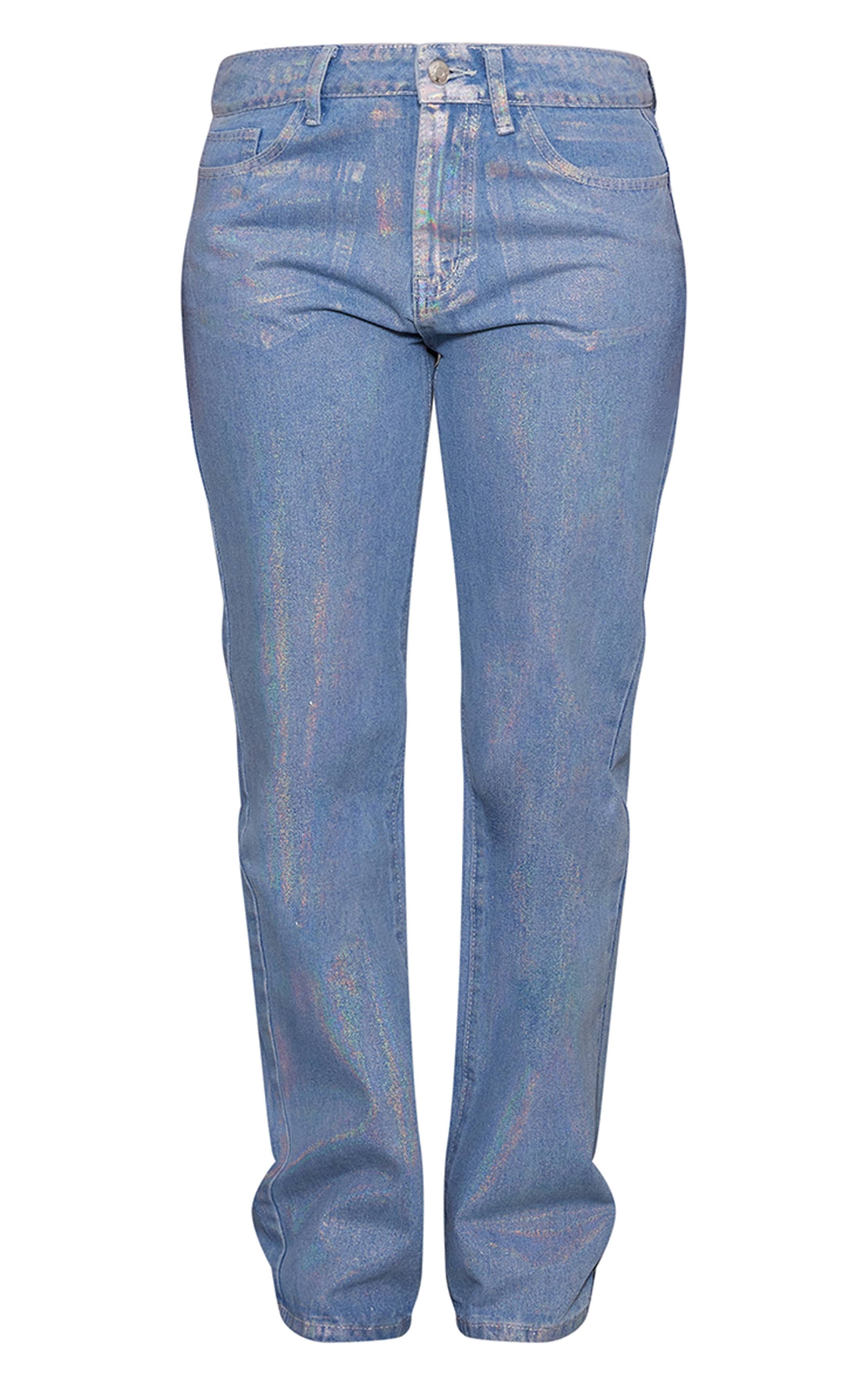 Bleu Jean En Denim Métallisé Irisé Petite