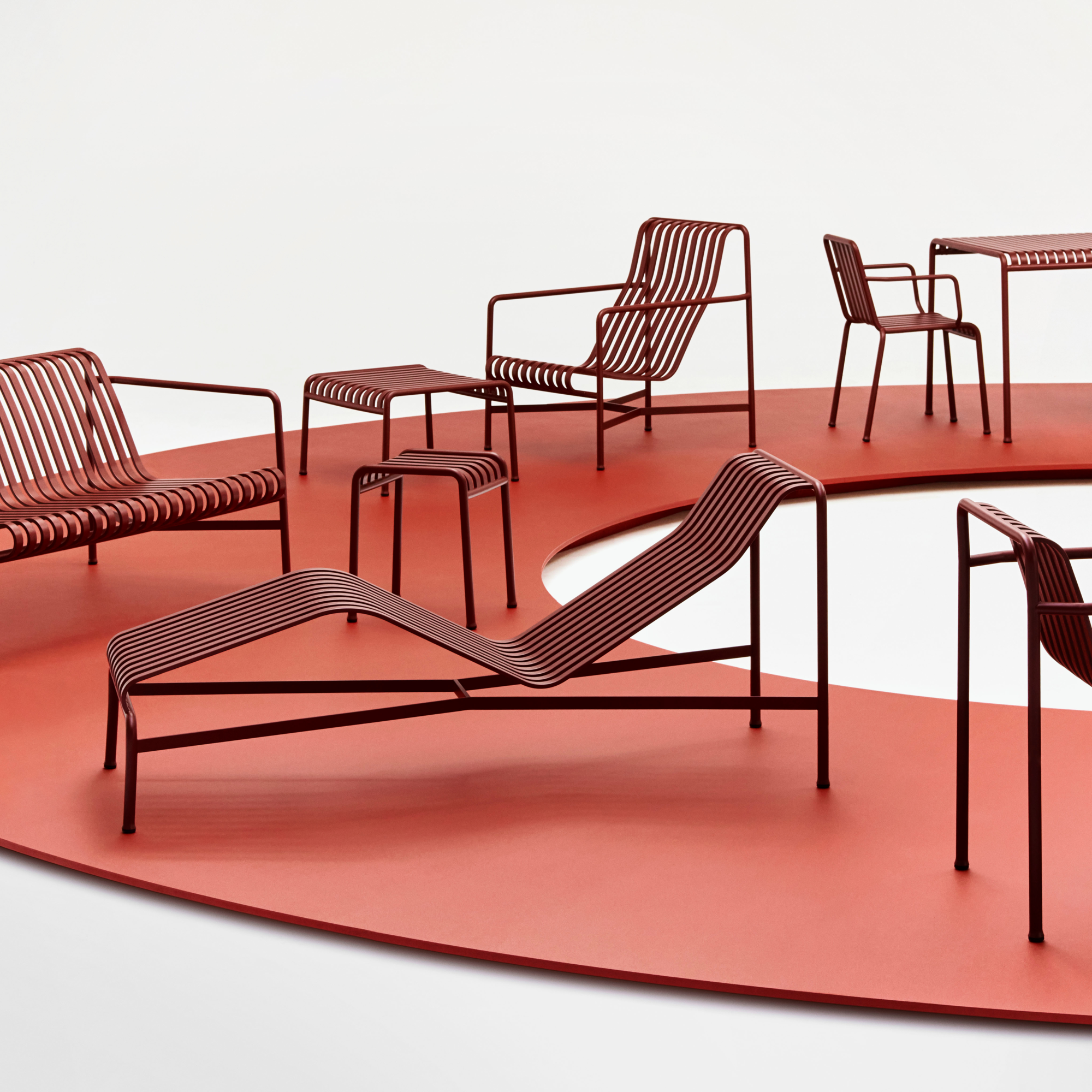 Ligbed Palissade Chaise Longue iron red