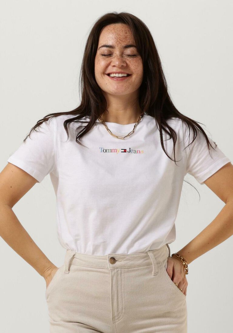 TOMMY JEANS witte tommy jeans t-shirt tjw reg color serif linear ss