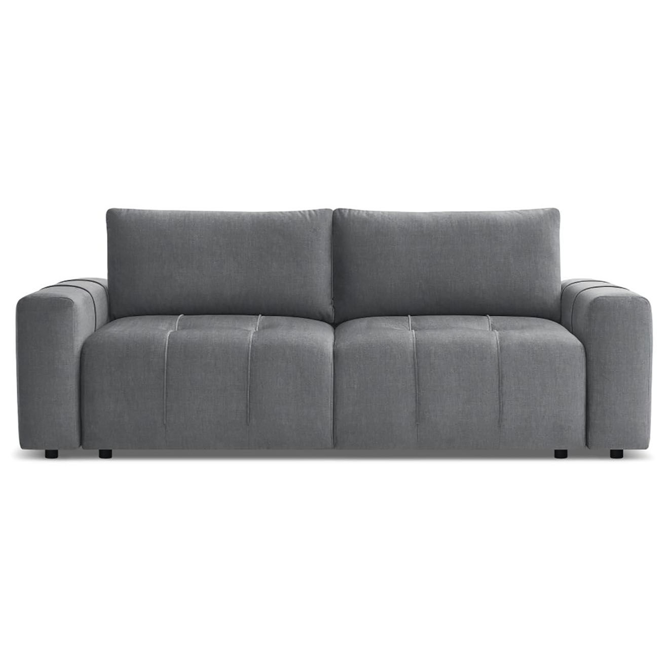 Bobochic Canapé droit convertible en Velours 3 places Arsène avec coffre gris foncé - 248x105x90 cm
