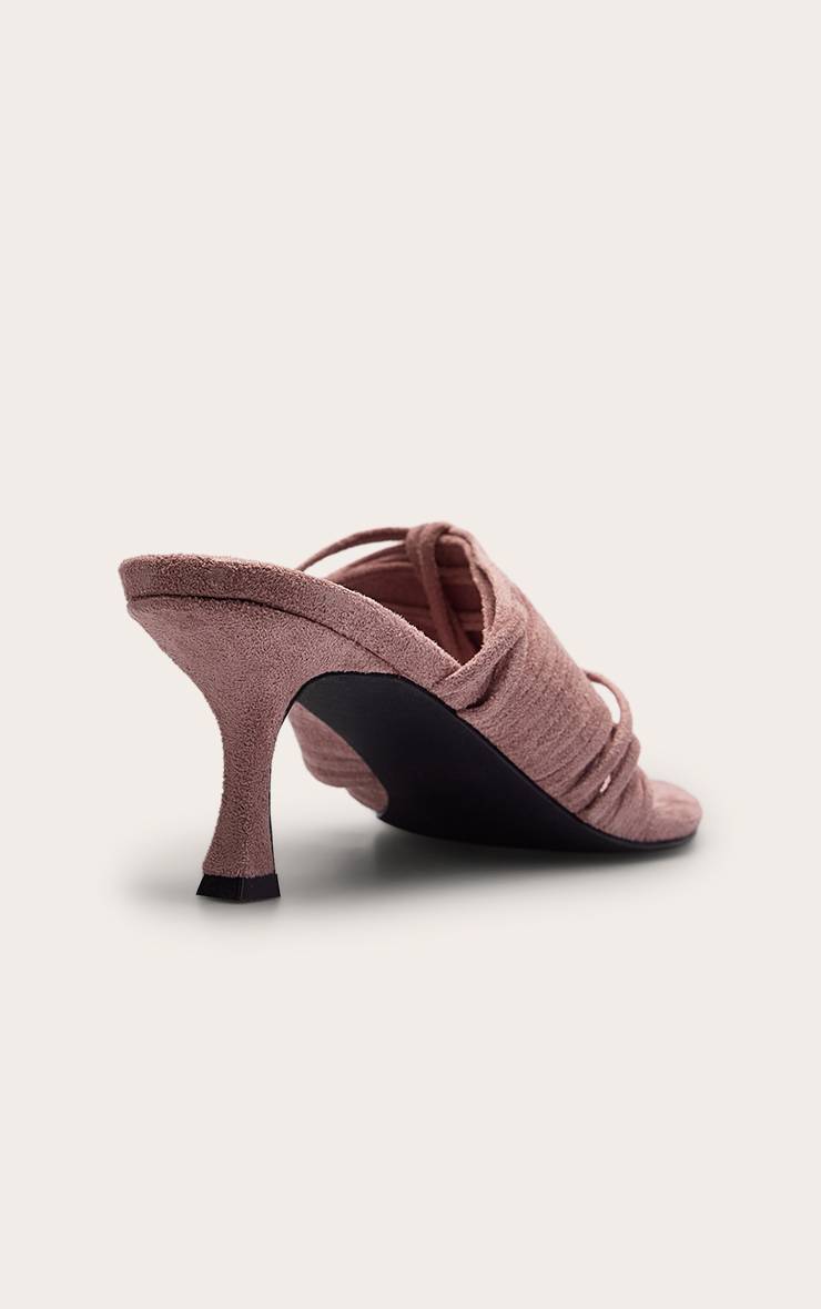 Mauve Mules À Talon Chaton Avec Bride Entre-orteils